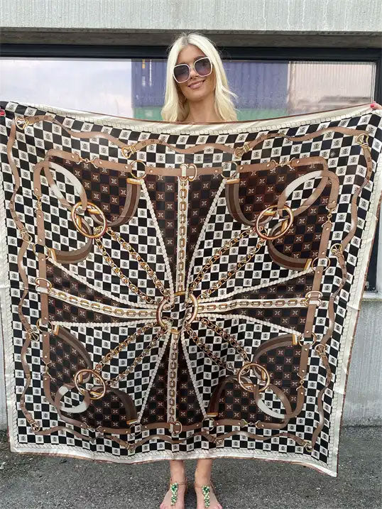 Janina - Mønstret tørklæde i silke